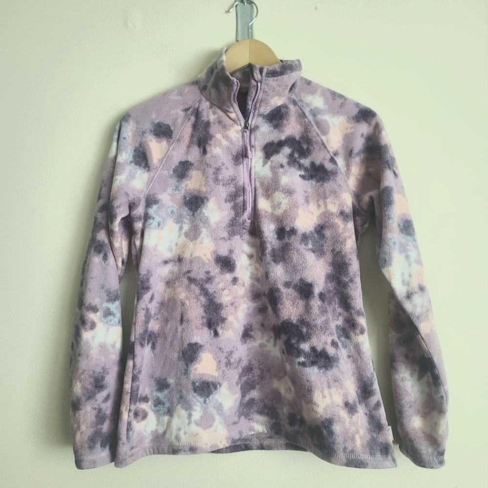 Eddie Bauer Jacket Purple Tie Dye Raglan Sleeve 1/4 Zip sz m - Picture 1 of 7